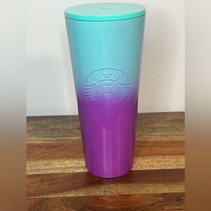 Starbucks Teal Blue Purple Ombre 24 Oz Stainless Steel Cold Cup Water Tumbler